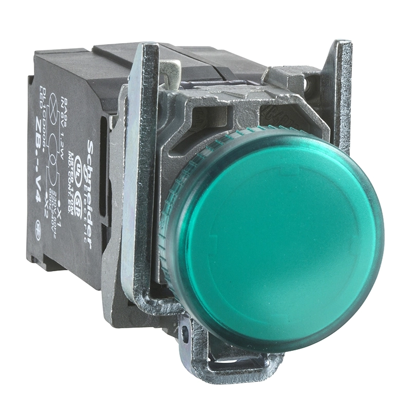 Piloto luminoso metálico verde con trafo C/lamp 120V XB4